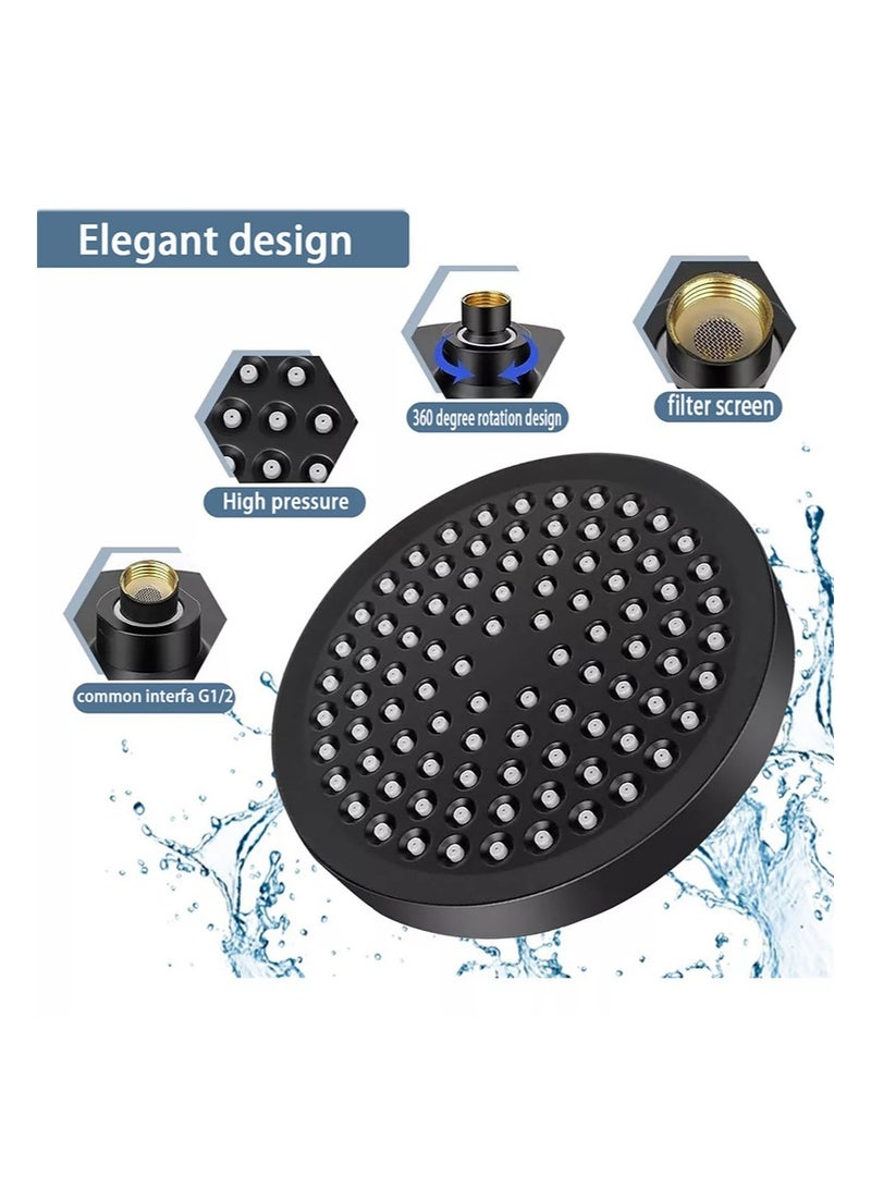 هالونهي رأس دش مع خرطوم يدوي، رأس دش مطري عالي الضغط 6 بوصة مع خرطوم يدوي للاستحمام، رأس دش قابل للتعديل والدوران مع فوهات مانعة للتسرب (أسود) - Image 3